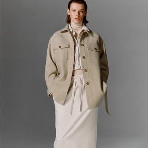 Zara Belted Overshirt in Beige Size M